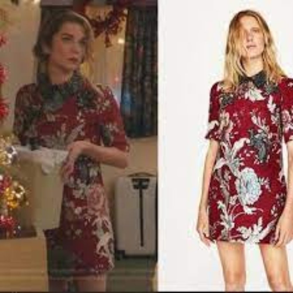 Zara Women Red Beaded Jacquard Mini Dress XS